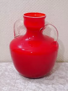 Design Vaso Con Manico In Vetro - Vintage Anni 70 - Fatto A Mano - 24,5 Cm - Bild 1 von 4
