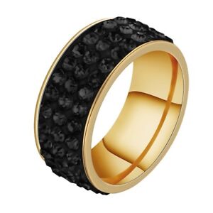 Unisex CZ Stainless Steel Ring Men/Women's Wedding Band Rings Gold Silver 8-10