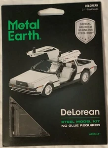 METAL EARTH Premium Series MMS181 Delorean Brushed Steel Model Kit NEU VERSIEGELT - Bild 1 von 1