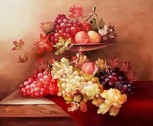 Fruits Still Life #3J-16, 20x24, 100% hand Painted Oil Painting on Canvas - Picture 1 of 6