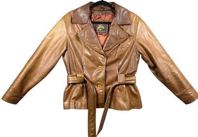 Vintage Y2K 90s Adventure Bound Leather Jacket Womens Medium Brown Explorer - Image 1 of 4