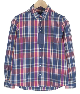 GANT TP Indigo Checked Broadcloth Women Shirt EU34 Casual Colourful Button-Up * - Image 1 of 4