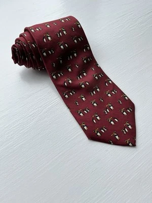 Gravata de luxo Silk Penguins Tie Brooks Brothers Makers vermelha preta animal - Imagem 1 de 4