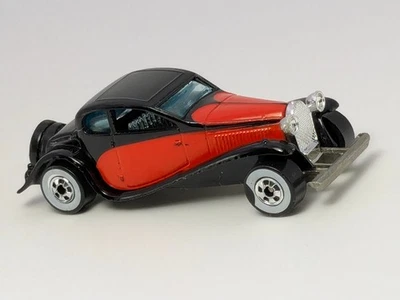 Vintage 1980 Hot Wheels Black '37 Bugatti Sports Car White Wall WW - Image 1 of 4