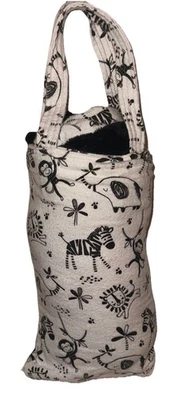 Manta Bebé Franela Felpa Animales de la Selva Blanco Negro Bolsa de Transporte Hecha a Mano 28 X 46 Foto 1 de 4