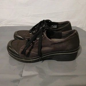 Dansko Womens Veda Black Shoes Sneakers Platform Heels Canvas Clogs Sz 8 / 39 - Picture 1 of 10