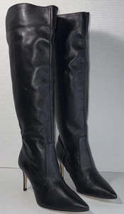 Size: 37 (7) L'Agence Womens Lena Black Leather Tall Boots Stiletto - Picture 1 of 16