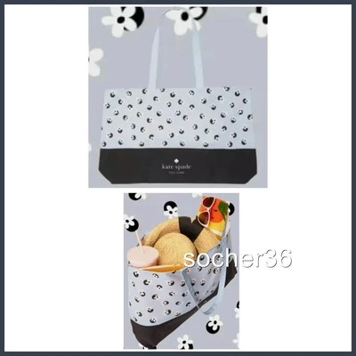 BOLSO GRANDE DE LONA KATE SPADE AZUL CON FLORES Y PUNTOS L02723 NUEVO EN PAQUETE Foto 1 de 4