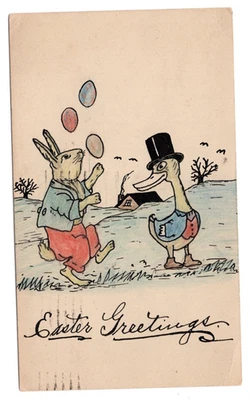 Tarjeta postal Cleveland OH 1920 con reverso ilustración manual - Pascua Foto 1 de 2