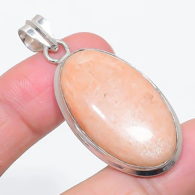 Colgante Joyería Aventurina Naranja Natural Plata de Ley 925 2.05" Regalo f061 Foto 1 de 4