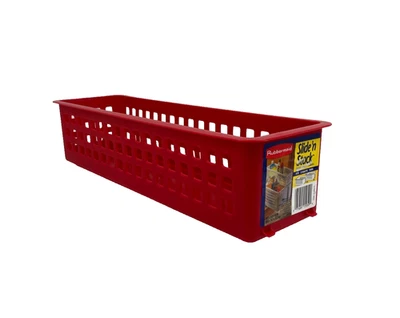 Organizador de armazenamento Rubbermaid Slide 'n Stack #5580 vermelho 19,5"x4,8"x4,25" - Imagem 1 de 4