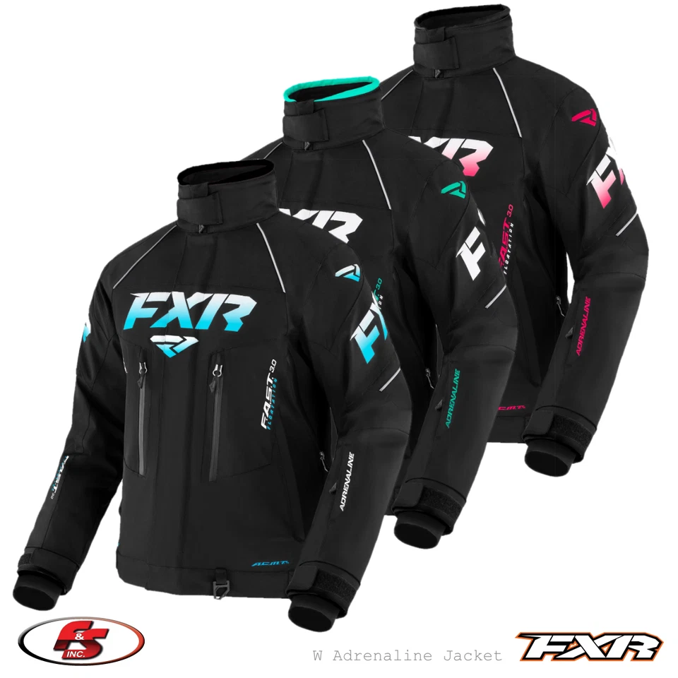 NEW FXR Womens Adrenaline Snowmobile Jacket Black/SkyBlue/Fuchsia/Mint 6 8 10 12 - Image 1 of 1