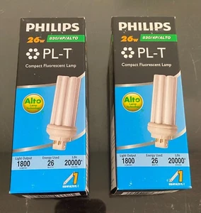 (2) PHILIPS PL-T 26W 830/4P/ALTO Compact Fluorescent Lamp GX24q-3 Base FREE SHIP - Picture 1 of 5