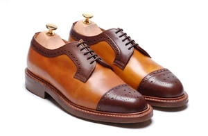 Scarpe Cheaney bicolore marrone Derby Commando suola: Willenhall R UK 8,5 F US 9,5 - Foto 1 di 13