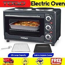 Todo Electric Oven with Hot Plates Bake Benchtop Oven Cooktop Grill 23L Black