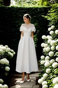 Elegant White A-Line Wedding Dress Maxi Off-Shoulder | Size 4-20 | New - Picture 1 of 4