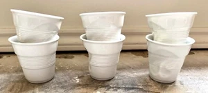 Revol of France CAPPUCCINO Froissé Crumpled Cup Tumbler White 6.25 oz SET of 6 - Picture 1 of 4