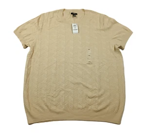 Alfani Textured Herringbone Sweater Men 2XL Brown Rice Short-Sleeve Crewneck $60 - Picture 1 of 8
