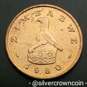 Zimbabwe 1 Cent 1980. KM#1. Bronze One Penny coin. First year issue. Bird Statue - Picture 1 of 7