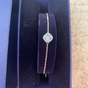Swarovski Angelic Rhodium Plated Blue Square Cut Bracelet 5662141