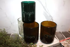 Set of 4 Stemless Wine Glasses Made of Upcycled Wine Bottles - Picture 1 of 8