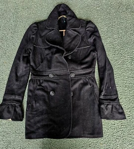 Miss Me Collection Pea Coat Women’s Small Black Double Breasted Jacket - Picture 1 of 5