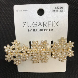 NWT SUGARFIX by Baublebar Gold & Faux Pearl Snowflake 3” Alligator Style Clip - Picture 1 of 2