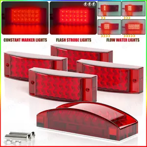 5x Strobe Rede 6" LED Side Marker Lights Flow Clearance Warning Truck Trailer RV - Picture 1 of 9