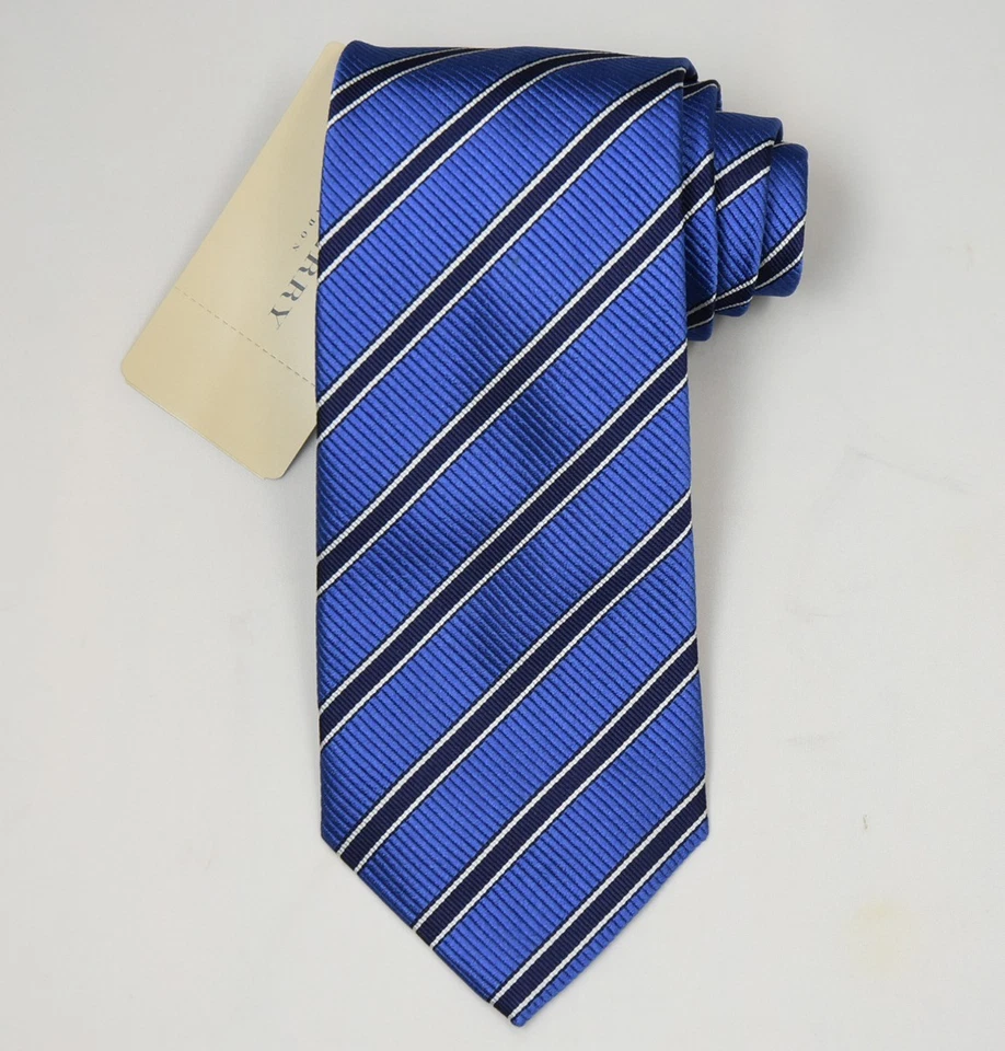 NEW Burberry BLUE Stripes Mans 100% Silk Tie Authentic Italy Made 3.5" 035081 - Image 1 of 1