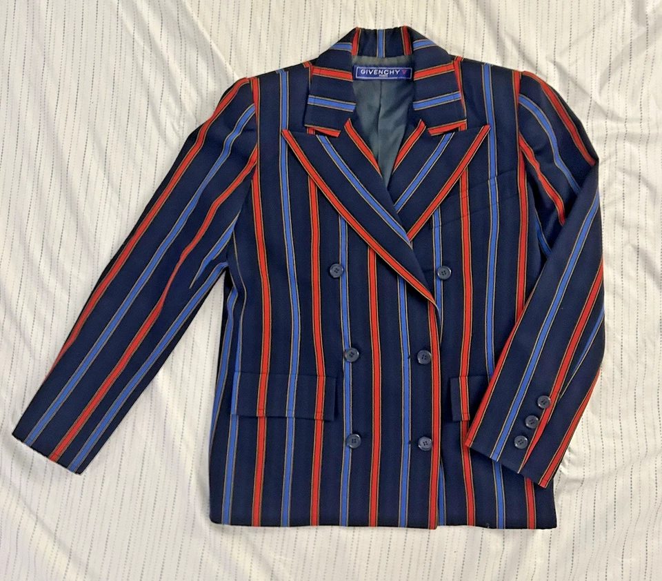 Absolutely STUNNING Vintage Striped Double Breasted Blazer By GIVENCHY Size S - Image 1 of 4