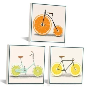 Colorful Lemon Bike Picture with Orange Fruit Kitchen Canvas Wall Art - for - Picture 1 of 6