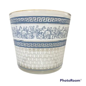 Jeannette Glas Co Eiskübel blau Patrizier Schüssel gold Borte 5/5"" x 4,5"" Wagen - Bild 1 von 9