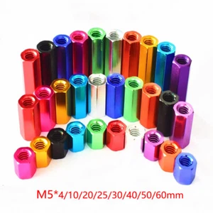 M5 High Hex Nuts Hexagon Connector Connecting Rod Bar Stud Long Nut Aluminium - Picture 1 of 7