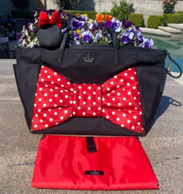 Kate Spade NY 米妮老鼠尿布袋托特包迪士尼奶嘴支架更换垫 — 第 1/4 张图片