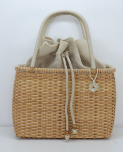 The Sak Bag Bucket Woven Rattan Straw Crochet Drawstring Beach Bohemian