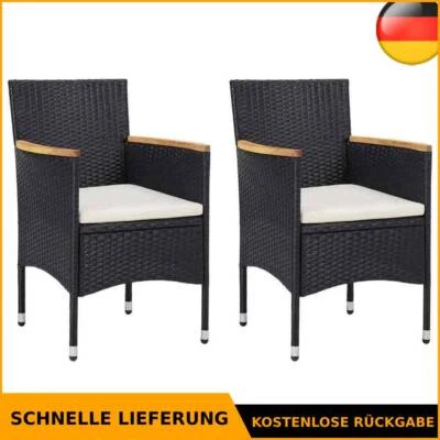 2x Gartenstuhl Poly Rattan Schwarz Essstuhl Stuhl Sessel Rattanstuhl vidaXL - Bild 1 von 4