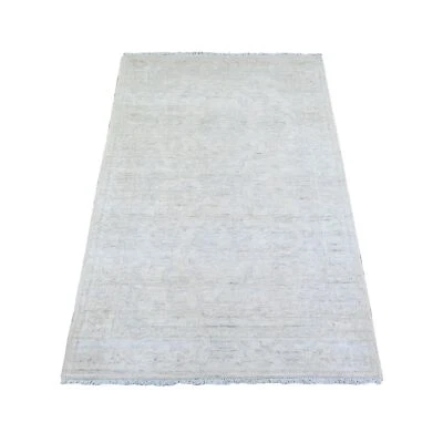 3'x5' Delicate White Wool Hand Knotted Washed Out Peshawar Oriental Rug G74514 - Image 1 of 4