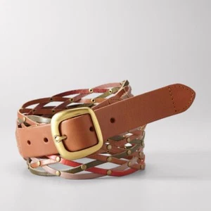 FOSSIL Brand Women's Studded Open Weave Leather Belt, Size S, M, L NWT - Picture 1 of 6