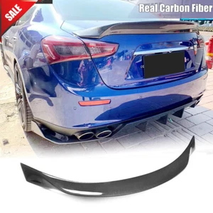 Real Carbon Fiber Rear Trunk Spoiler Lid Wing Fit For Maserati Ghibli 2014-2017 - Picture 1 of 12