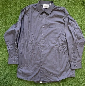 Van Heusen Button Up Dress Shirt Grey Mens Sz 46 91 Business Big Man Full Cut - Picture 1 of 8