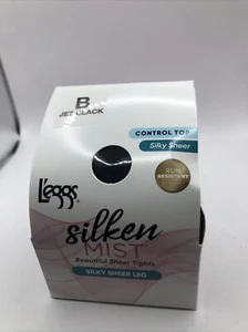 Leggs Womens Silken Mist Ultra Sheer With Run Resist Technology Size B Jet Black - Picture 1 of 4