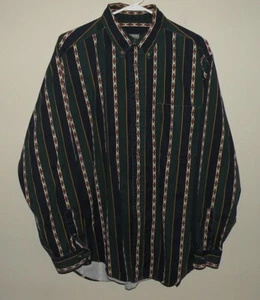 Ruff Hewn Herren Large LS Button Hemd blau grün Rauten Azteken Design gestreift - Bild 1 von 2