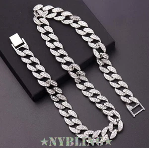 16MM ICED Miami Cuban Choker Chain Necklace or Bracelet Mens Plated CZ Jewelry - Picture 1 of 6