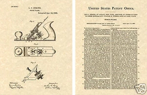 Vintage 1883 BENCH PLANE US Patent Art Print READY TO FRAME!! Antique Hand tool - Picture 1 of 1