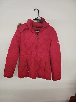 Chaqueta acolchada roja con capucha para mujer GUESS talla mediana Foto 1 de 4