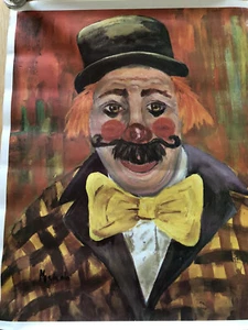 Vintage Clown Oil Paintings by Michele Signed 21x 17 - Picture 1 of 7
