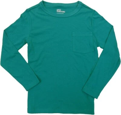 Camiseta Epic Threads Niños Manga Larga Sólida Azul Turquesa Mediana 5/6 Foto 1 de 3
