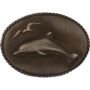 New Dolphin Sid Bell Pilgrim Pewter Surf Surfer Hippie NOS Vintage Belt Buckle - Picture 1 of 5