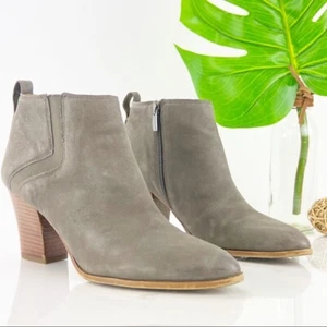 Franco Sarto Women's Atlas Boot Size 9.5 Block Heel Bootie Taupe Gray Nubuck - Picture 1 of 12