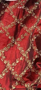 Scalamandre Vintage Designer Dupioni Embroidered Quilted 100% Silk Red.- Bolt. - Picture 1 of 4